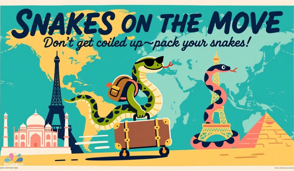 Snakes on the Move Travel-Inspired Snake Puns